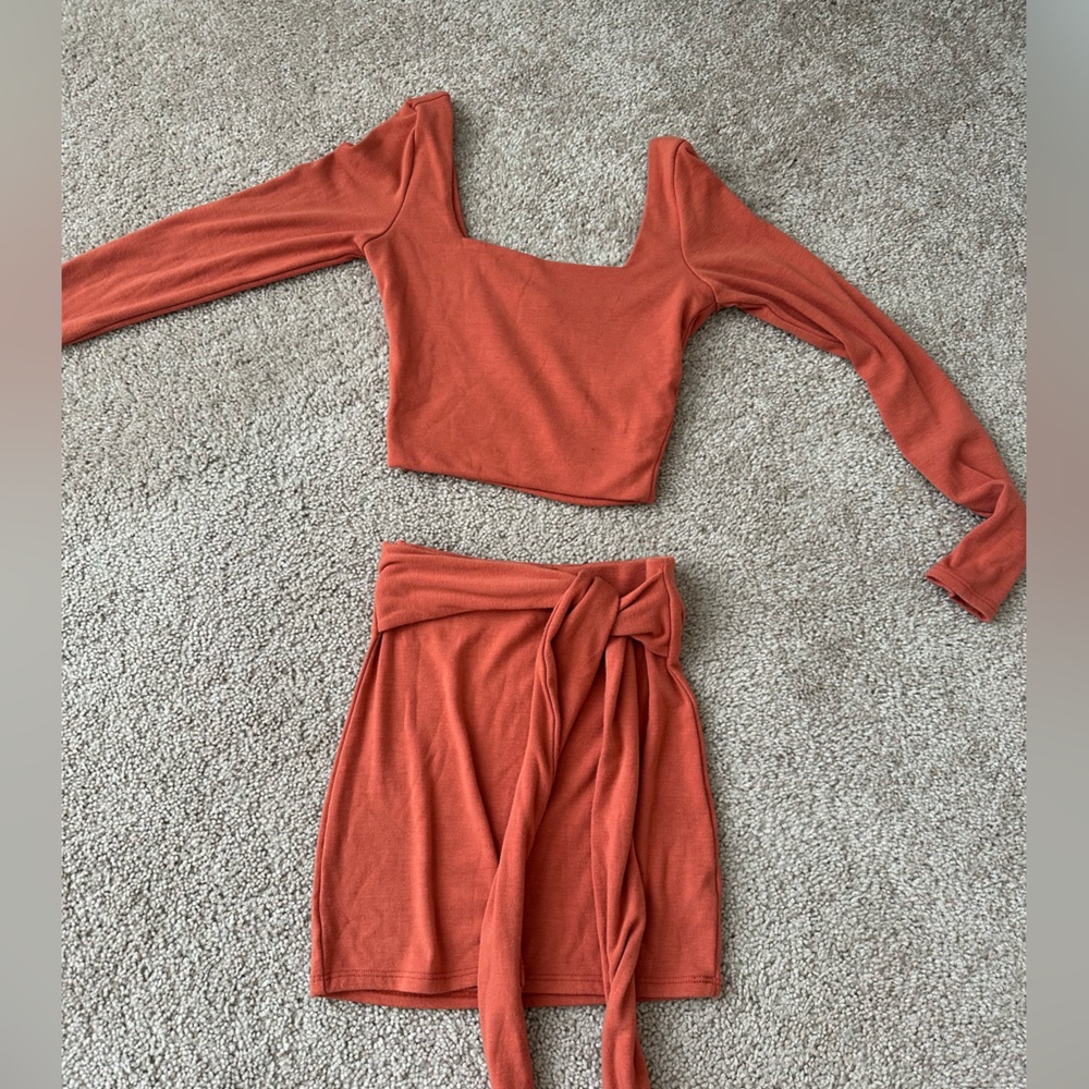 Two piece orange skirt set